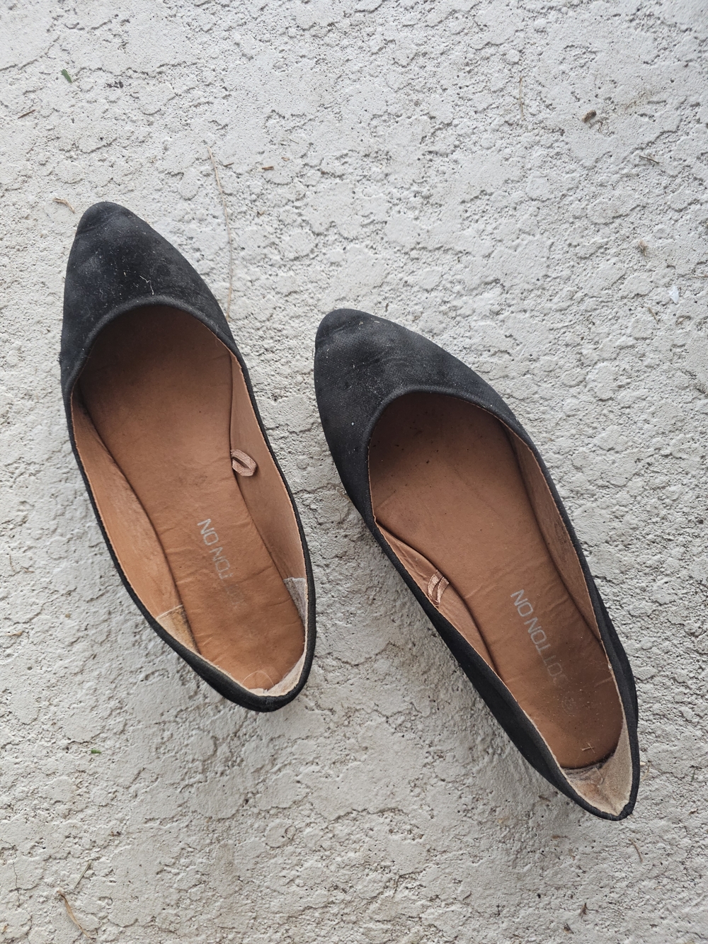 Cotton On Black Pointed-Toe Flats Well Worn